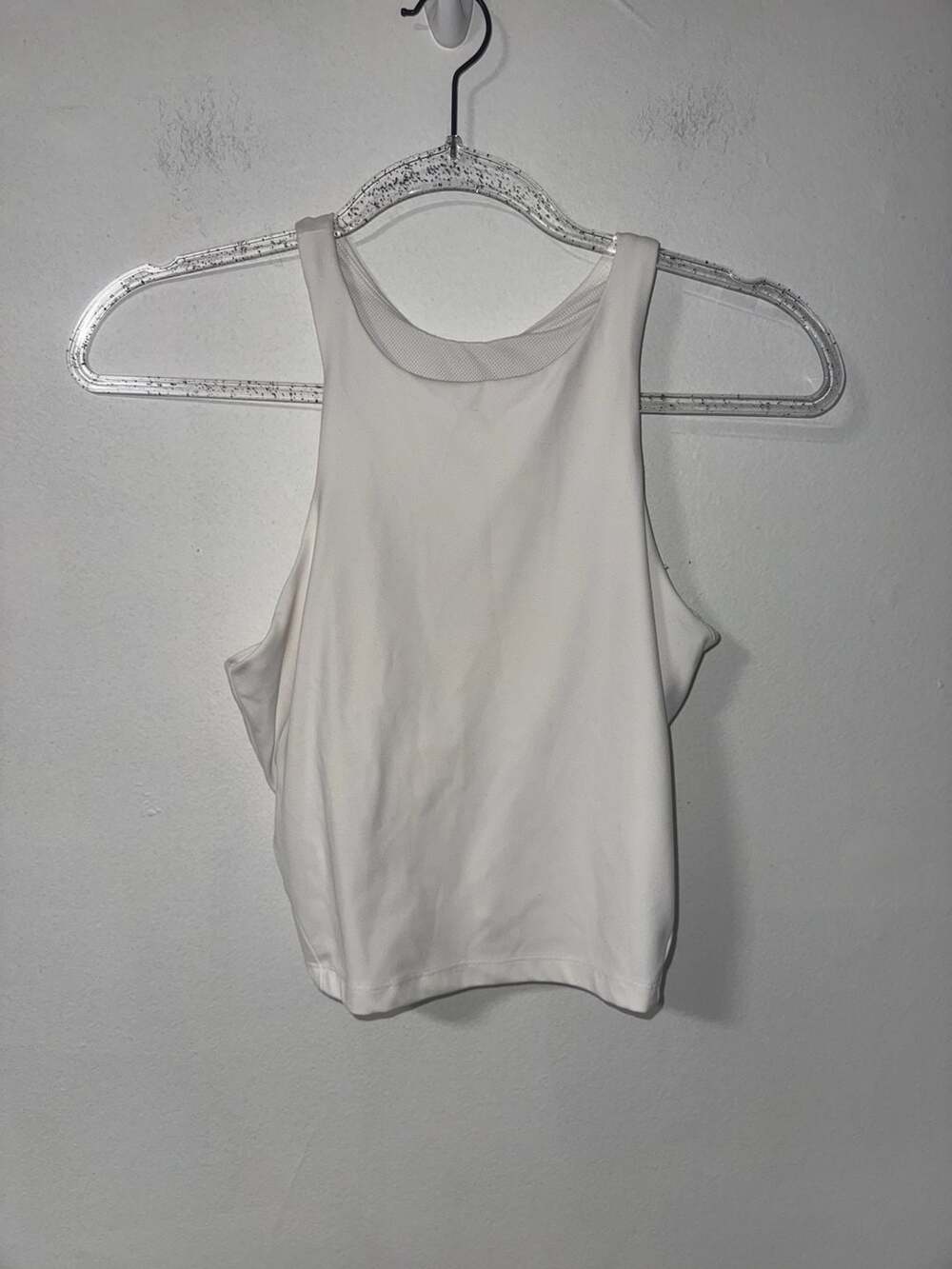 All in Motion White High Neck Cropped Tank Built-In Bra